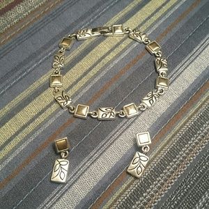 Bracelet and Earrings Set in Silver and Gold